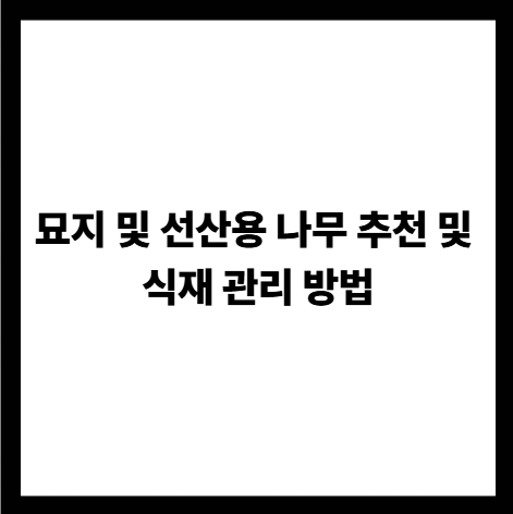 묘지 및 선산용 나무 추천 및 식재 관리 방법